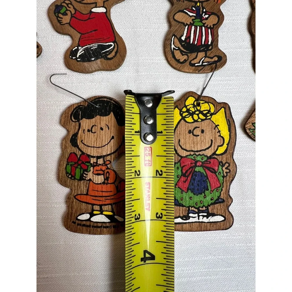 Vintage 1966 Peanuts Snoopy WoodPaint by # Christmas Ornaments 19 Double Sided